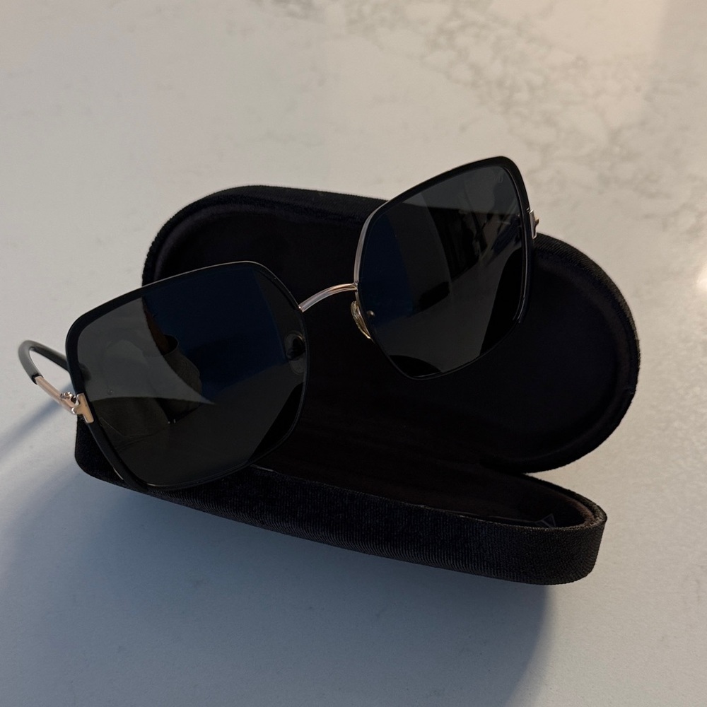 Tom Ford Black Sunglasses with Gold Accents